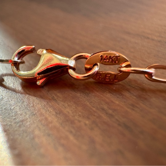 14k Rose Gold Paperclip Link Choker Necklace - Picture 6 of 7